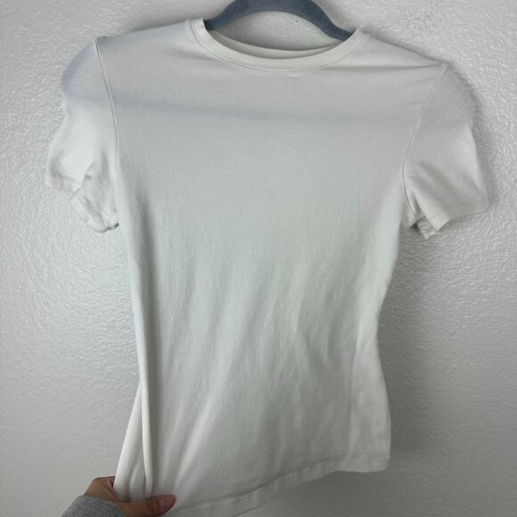 Skims Cotton Jersey Stretch Tee Shirt S Off White Minimalist Contemporary - Picture 5 of 7